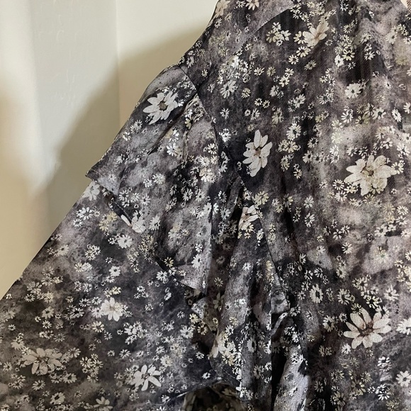 The Kooples Flowing Silver Top With Floral Print Black-Ecru - Picture 3 of 12